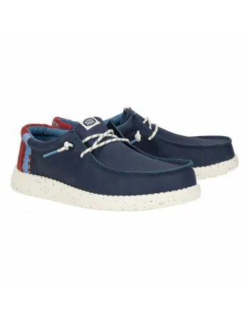 Scarpa Uomo Hey Dude in tessuto HD42598 Blu slip-on Wally Break Hey Day - navy