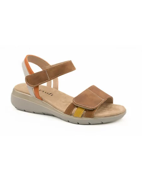 Sandali Donna con strappo e soletta Memory Mysoft 25M002 Cuoio o Blu