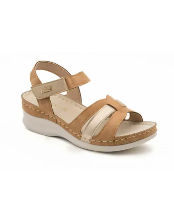 Sandali Donna con strappo e soletta Memory Mysoft 25M015 Cuoio