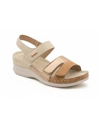 Sandali Donna con strappo e soletta Memory Mysoft 25M019 Beige