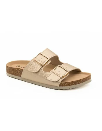 Sandali Donna con strappo e soletta Memory Mysoft 25M075 Platino