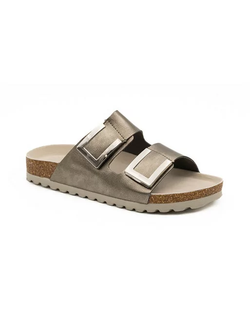 Sandali Donna con strappo e soletta Memory Mysoft 25M072 Platino o Piombo