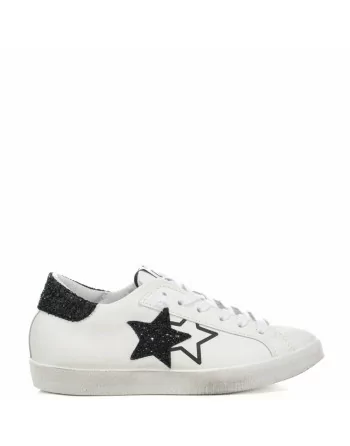 Sneakers Donna Two Stars 2SD4898 Bianco Stella Nero Glitter