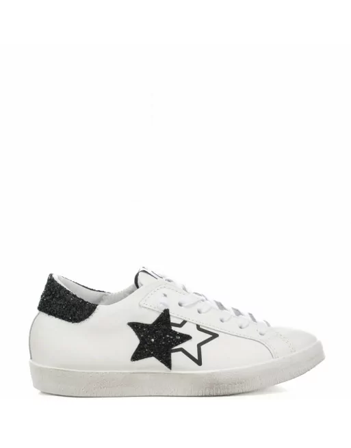 Sneakers Donna Two Stars 2SD4898 Bianco Stella Nero Glitter Sneakers Donna Two Stars 2SD4898 Bianco Stella Nero Glitter