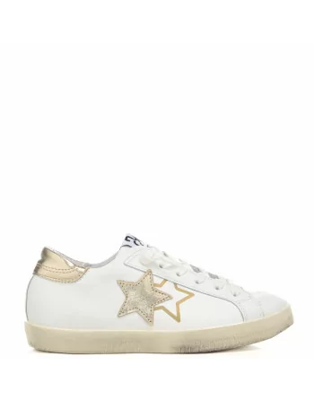 Sneakers Donna Two Stars 2SD4895 Bianco Stella Dorata