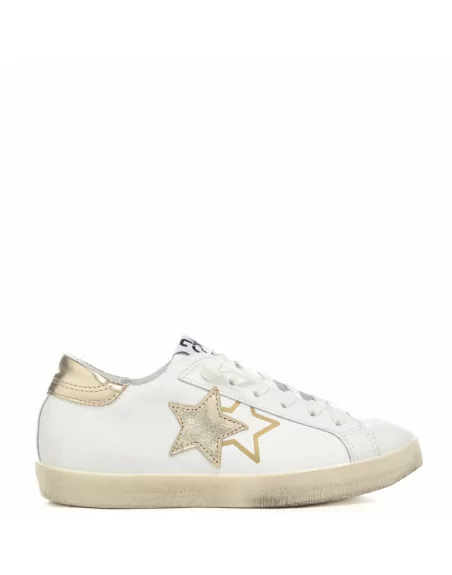 Sneakers Donna Two Stars 2SD4895 Bianco Stella Dorata