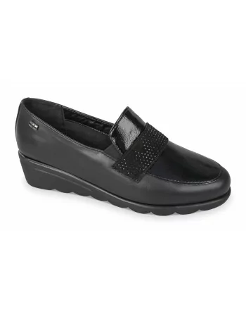 Mocassini Donna Valleverde VS10309AE in Pelle e Camoscio Nero
