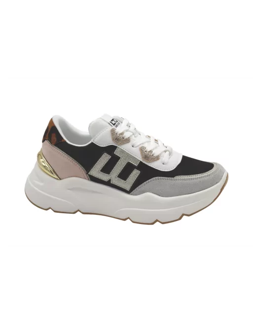 Sneakers Donna Gai Mattiolo 4002 in camoscio e tessuto Nero/Grigio o Grigio