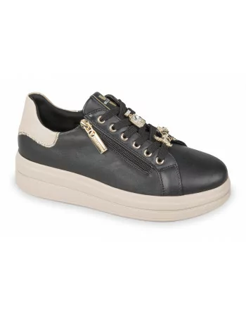 Valleverde Sneakers Donna 35492 Pelle Nero o White Calzature Casual