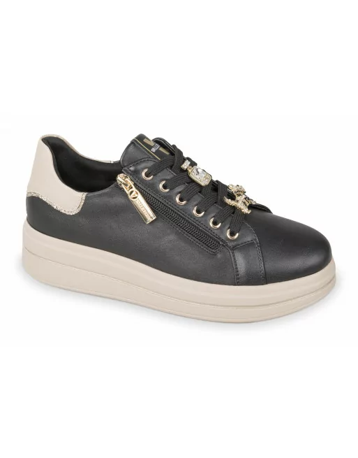 Valleverde Sneakers Donna 35492 Pelle Nero o White Calzature Casual
