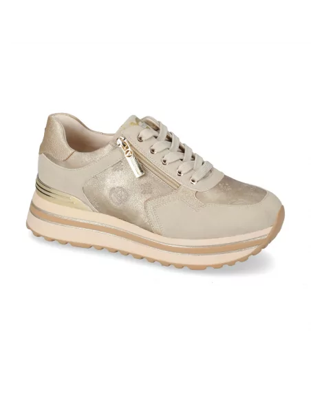 Valleverde Sneakers Donna 35522L Pelle Grey o Gold Calzature Casual