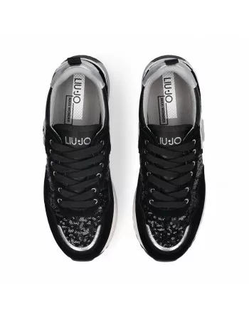 Sneakers con Platform LiuJo BF5009PX064 Camoscio Nero Maxi Wonder 01