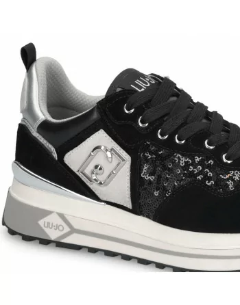 Sneakers con Platform LiuJo BF5009PX064 Camoscio Nero Maxi Wonder 01