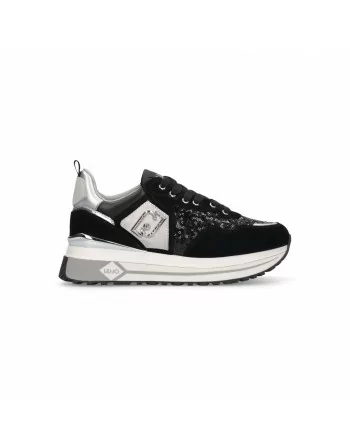 Sneakers con Platform LiuJo BF5009PX064 Camoscio Nero Maxi Wonder 01