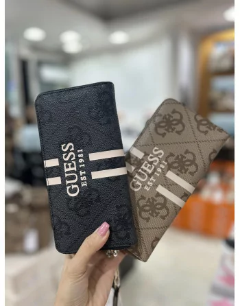 Portafogli Donna Guess logato con cerniera LAUREL OS7459146 Nero o Taupe