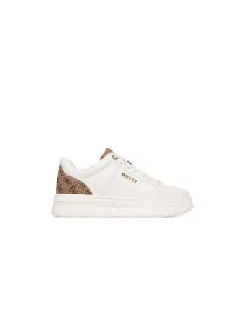 Guess Sneakers Donna FLFWLL FAL12 in Pelle Bianca con Dettaglio Logo Posteriore Scarpe Casual Eleganti
