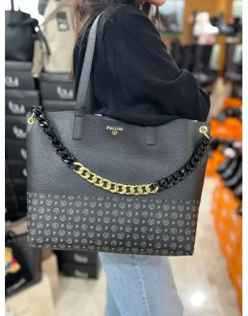 Borsa Donna Pollini Heritage Nero con manici Catena